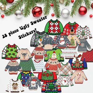 Ugly Christmas Sweater Stickers Set - Qty 30